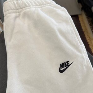 Nike White Sweatpants with Black Logo